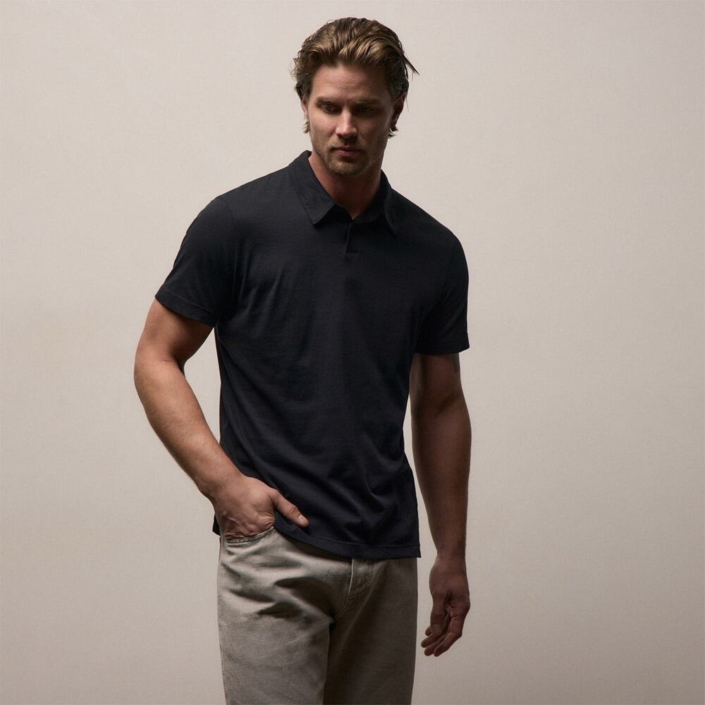 James Perse Brushed Lotus Black Polo Medium